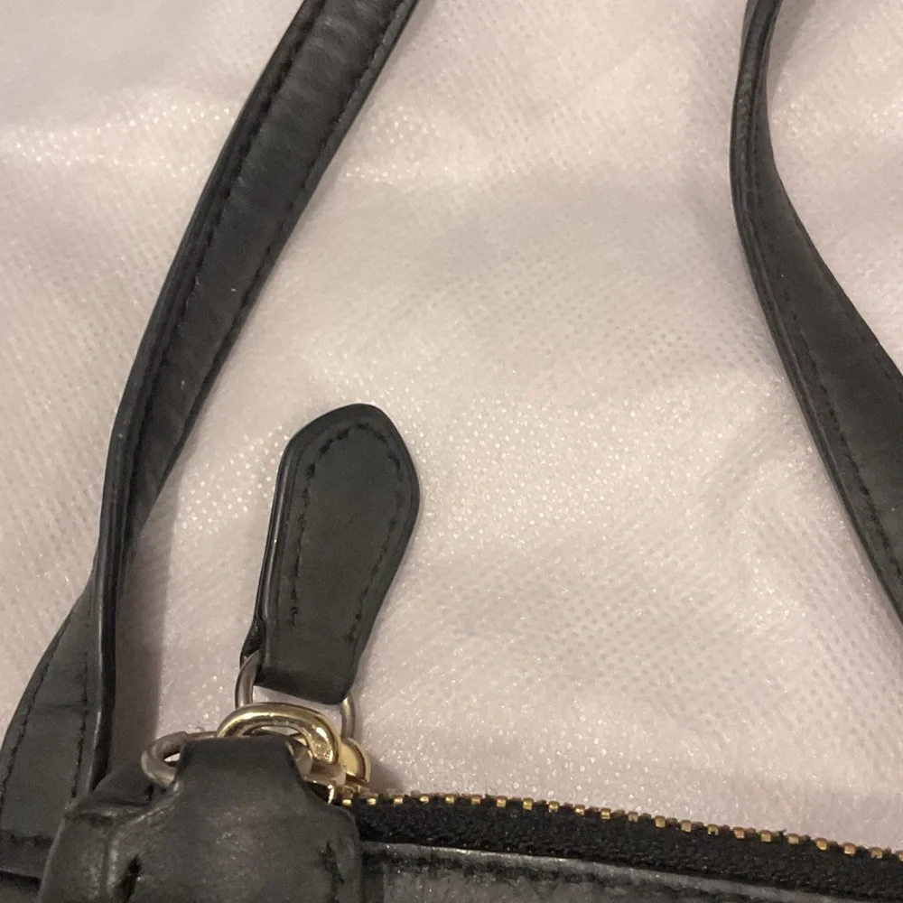 Coach Black Leather Crossbody Bag with Gold Accents